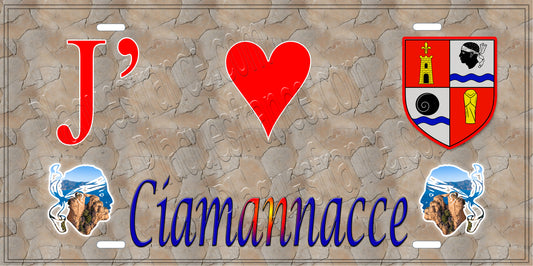 Plaque métal décorative 15 x 30 cm mur antique J' ❤️ Ciamannacce  canton de Taravo-Ornano Corse du Sud