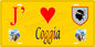 Plaque métal décorative 15 x 30 cm jaune J' ❤️ Coggia Canton de Sevi-Sorru-Cinarca Corse du Sud