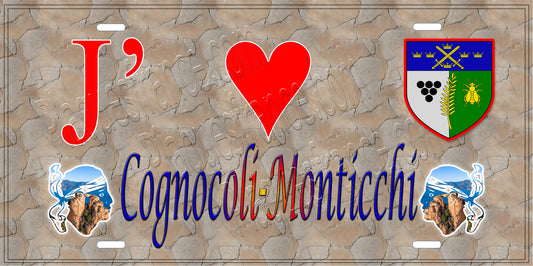 Plaque métal décorative 15 x 30 cm mur antique J' ❤️ Cognocoli Monticchi  canton de Taravo-Ornano Corse du Sud