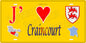 Plaque métal décorative 15 x 30 cm jaune carte J' ❤️ Craincourt, canton du Saulnois Moselle 57