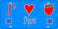 Plaque métal décorative  J' ❤️ Dijon, Côte d'Or fond bleu 21