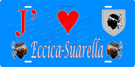 Plaque métal décorative 15 x 30 cm bleu J' ❤️ Eccica-Suarella  canton de Taravo-Ornano Corse du Sud