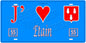 Plaque métal décorative, J' ❤️Étain, Meuse, fond  mur bleu 55