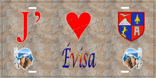 Plaque métal décorative 15 x 30 cm mur antique J' ❤️ Evisa Canton de Sevi-Sorru-Cinarca Corse du Sud