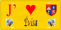 Plaque métal décorative 15 x 30 cm jaune J' ❤️ Evisa Canton de Sevi-Sorru-Cinarca Corse du Sud