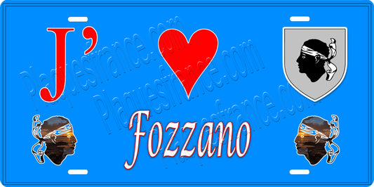 Plaque métal décorative 15 x 30 cm bleu J' ❤️ Fozzano canton du Sartenais-Valinco  Corse du Sud