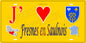 Plaque métal décorative 15 x 30 cm mur jaune carte J' ❤️ Fresne en Saulnois, canton du Saulnois Moselle 57
