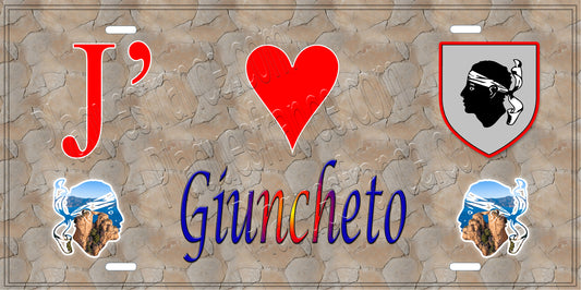 Plaque métal décorative 15 x 30 cm mur antique J' ❤️ Giuncheto canton du Sartenais-Valinco  Corse du Sud
