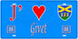 Plaque métal décorative, J' ❤️Givet, Ardennes, fond  mur bleu 08