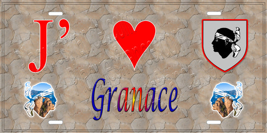 Plaque métal décorative 15 x 30 cm mur antique J' ❤️ Granace canton du Sartenais-Valinco  Corse du Sud