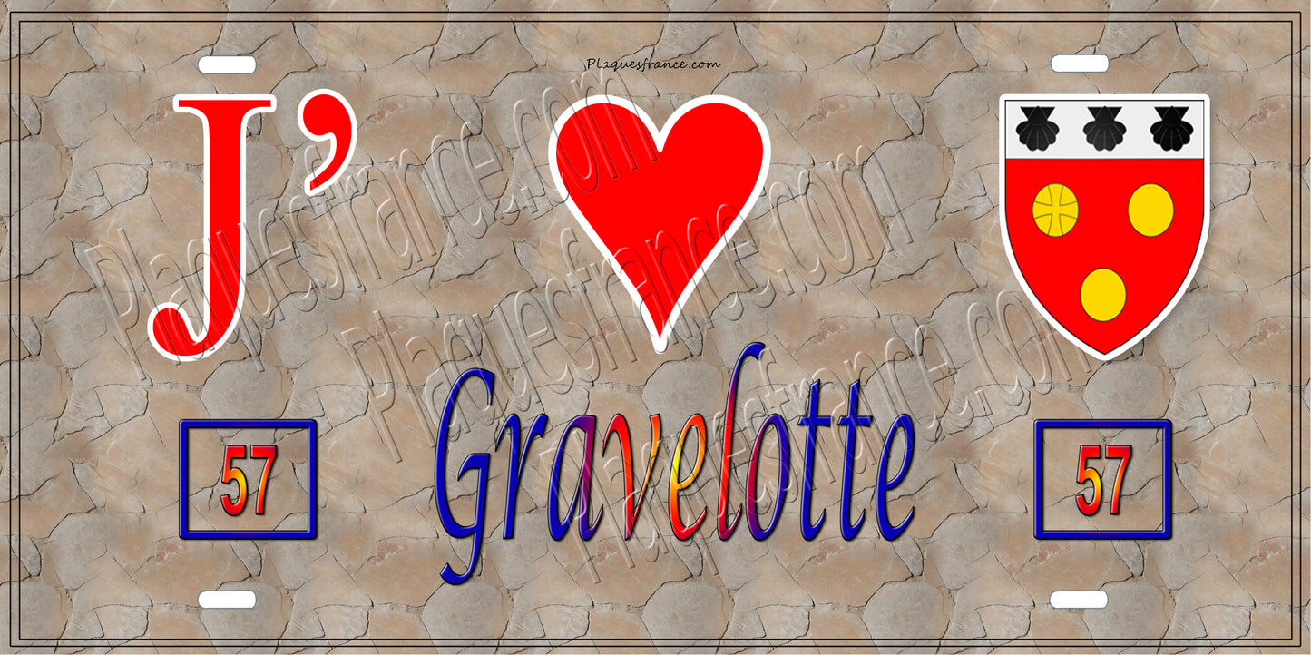 Plaque métal décorative 15 x 30 cm mur antique 57 J'❤️ Gravelotte, Moselle 57