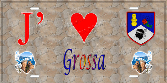 Plaque métal décorative 15 x 30 cm mur antique J' ❤️ Grossa canton du Sartenais-Valinco  Corse du Sud
