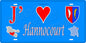 Plaque métal décorative 15 x 30 cm mur bleu carte J' ❤️ Hannocourt, canton du Saulnois Moselle 57