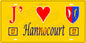 Plaque métal décorative 15 x 30 cm fond jaune 57 J' ❤️ Hannocourt, canton du Saulnois Moselle 57