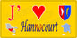 Plaque métal décorative 15 x 30 cm mur jaune carte J' ❤️ Hannocourt, canton du Saulnois Moselle 57