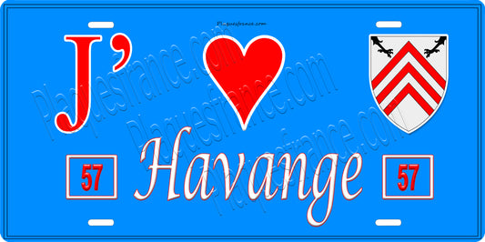 Plaque métal décorative 15x30 cm fond bleu J' ❤️Havange 57