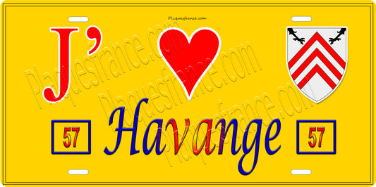 Plaque métal décorative 15x30 cm fond jaune J' ❤️Havange 57