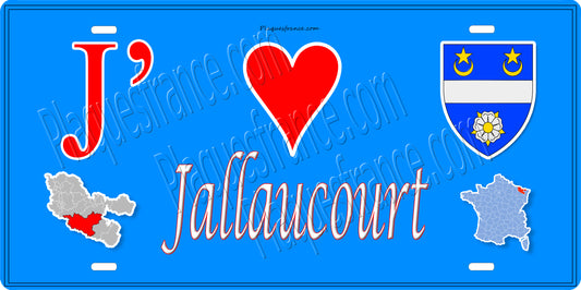 Plaque métal décorative 15 x 30 cm mur bleu carte J' ❤️Jallaucourt, canton du Saulnois Moselle 57
