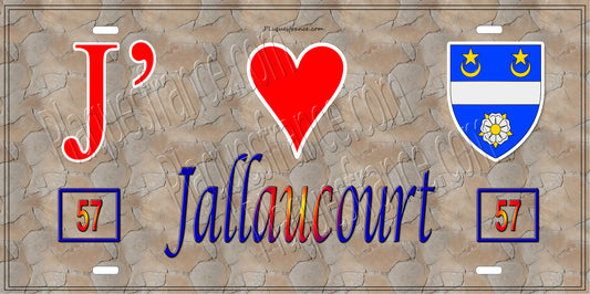 Plaque métal décorative 15 x 30 cm mur antique 57 J' ❤️Jallaucourt, canton du Saulnois Moselle 57