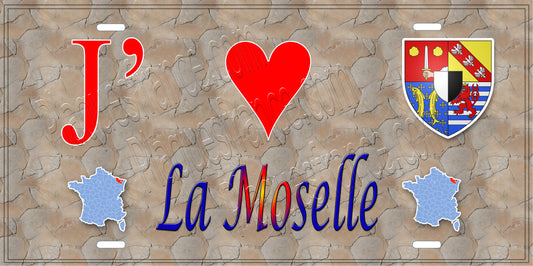 Plaque métal décorative 15x 30 cm fond mur antique J'❤️ la Moselle 57