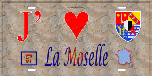 Plaque métal décorative 15x30cm fond mur antique J' ❤️la Moselle 57+carte