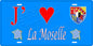 Plaque métal décorative 15x 30 cm fond bleu J'❤️ la Moselle 57
