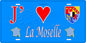 Plaque métal décorative 15x30cm fond bleu J' ❤️la Moselle carte france
