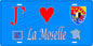 Plaque métal décorative 15x30cm fond bleu J' ❤️la Moselle 57+carte