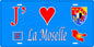 Plaque métal décorative 15x30cm fond bleu J' ❤️la Moselle 57+carte Moselle