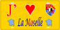 Plaque métal décorative 15x30cm fond jaune J' ❤️la Moselle  carte france