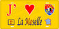 Plaque métal décorative 15x30cm fond jaune J' ❤️la Moselle 57+carte