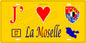 Plaque métal décorative 15x30cm fond bleu J' ❤️la Moselle 57+carte Moselle
