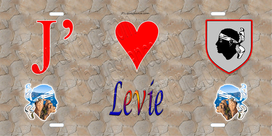 Plaque métal décorative 15 x 30 cm mur antique J' ❤️ Levie canton du Grand-Sud  Corse du Sud