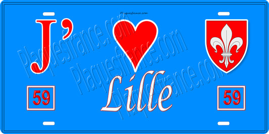 Plaque métal décorative  J' ❤️ Lille, Nord (59)
