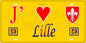 Plaque métal décorative 15 x 30 cm fond jaune 59 J' ❤️ Lille, Nord 59