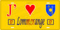 Plaque métal décorative 15 x 30 cm fond jaune 57 J' ❤️ Lommerange, canton de Algrange Moselle 57