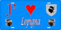 Plaque métal décorative 15 x 30 cm bleu J' ❤️ Lopigna Canton de Sevi-Sorru-Cinarca Corse du Sud
