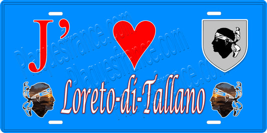 Plaque métal décorative 15 x 30 cm bleu J' ❤️ Loreto di Tallano canton du Sartenais-Valinco  Corse du Sud