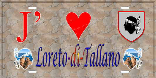 Plaque métal décorative 15 x 30 cm mur antique J' ❤️ Loreto di Tallano canton du Sartenais-Valinco  Corse du Sud