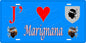 Plaque métal décorative 15 x 30 cm bleu  J' ❤️ Marignana Canton de Sevi-Sorru-Cinarca Corse du Sud