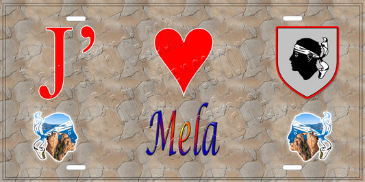 Plaque métal décorative 15 x 30 cm mur antique J' ❤️ Mela canton du Sartenais-Valinco  Corse du Sud