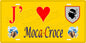 Plaque métal décorative 15 x 30 cm fond jaune J' ❤️ Moca-Croce  canton de Taravo-Ornano Corse du Sud