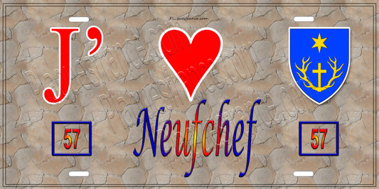Plaque métal décorative 15 x 30 cm fond mur antique 57 J' ❤️ Neufchef, canton de Algrange Moselle 57