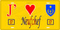 Plaque métal décorative 15 x 30 cm fond jaune 57 J' ❤️ Neufchef, canton de Algrange Moselle 57