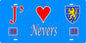 Plaque métal décorative  J' ❤️ Nevers, Nièvre fond bleu 58