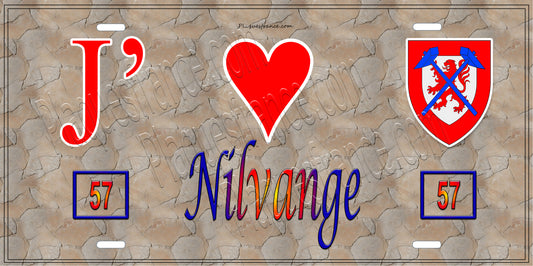 Plaque métal décorative 15 x 30 cm fond mur antique 57 J' ❤️ Nilvange, canton de Algrange Moselle 57