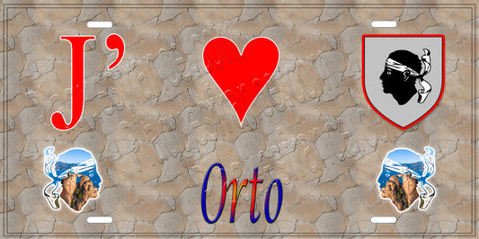 Plaque métal décorative 15 x 30 cm mur antique J' ❤️ Orto Canton de Sevi-Sorru-Cinarca Corse du Sud