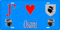 Plaque métal décorative 15 x 30 cm bleu J' ❤️ Osani Canton de Sevi-Sorru-Cinarca Corse du Sud