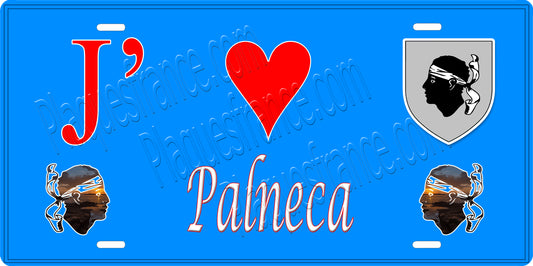 Plaque métal décorative 15 x 30 cm bleu J' ❤️ Palneca  canton de Taravo-Ornano Corse du Sud