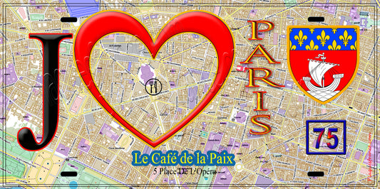 Plaque métal décorative  J' ❤️ Paris : Café de la Paix